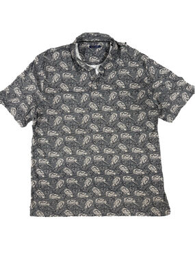 Men’s XL Marc Asher Gray Tropical Leaf Performance Polo Stretch Shirt